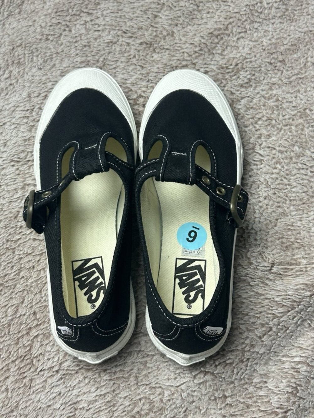 Vans Style 93 Mary Jane Women Size 7.5 Black White Canvas Buckle Shoes NEW - Picture 6 of 15